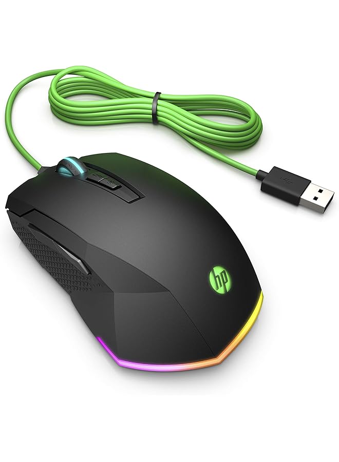 HP 200 Pavilion Gaming Mouse Wired 3200 Dpi Pixart Optical Gaming Sensor 5 Programmable Buttons 12 Cusomizable Rgb Light Modes 2 Year Warranty Ergonomic Grip Black 5Js07Aa  - Image 4