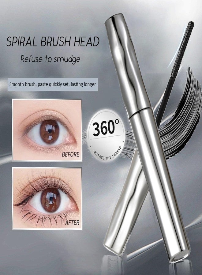 HUDABABY Waterproof Metal Wand Natural Washable Mascara, Steel Pipe Eyelash Primer Waterproof Long Lasting Lash Extensions Mascaras Long Lasting Smudge-Proof No Flaking (2 PCS and 1pcs Eyelash curler tool) - Image 5