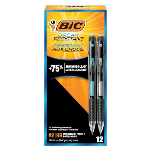 BIC Break Resistant Mechanical Pencils with Erasers, No. 2 Medium Point (0.7mm), 12-Count Pack of Pencils for School or Office Supplies - Image 1