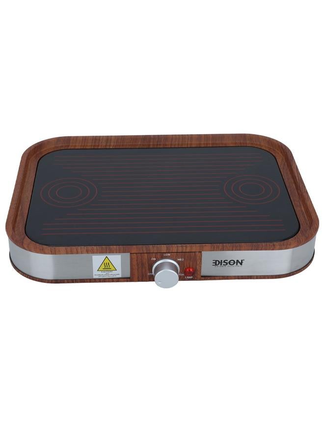 EDISON Hot Plate Steel 600 Watt Wooden Brown - Image 2