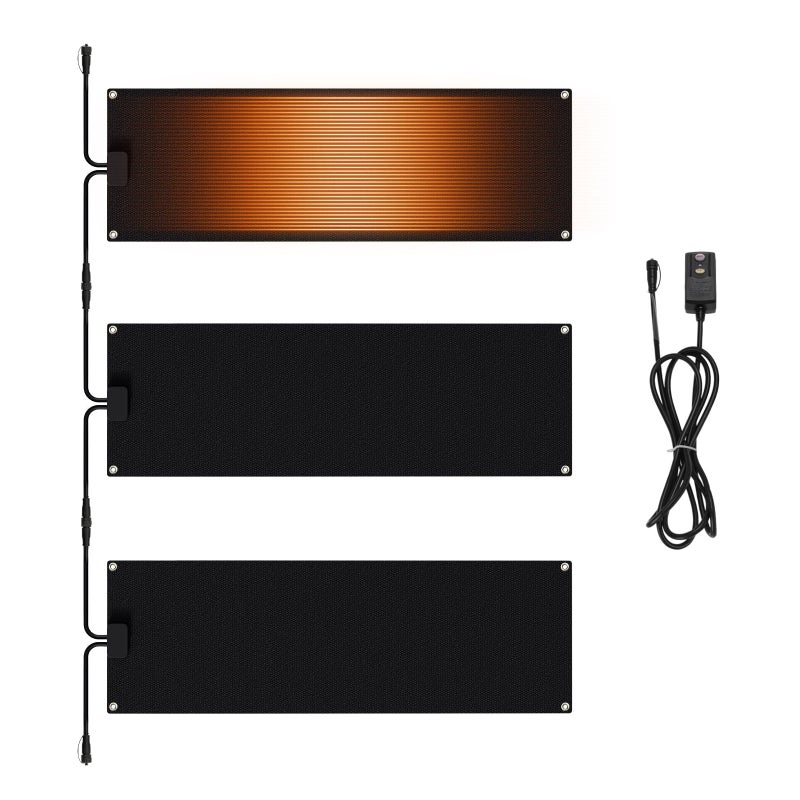 Roastove 3 Pcs Heated Snow Melting Mats, 10 x 30 inch No-Slip Rubber Heated Outdoor Mats, for Winter Outdoor Stairs, Steps, Doorways,Walkways, Driveway, 2 .8in/h Melting Speed,with 1 Plug - Image 1