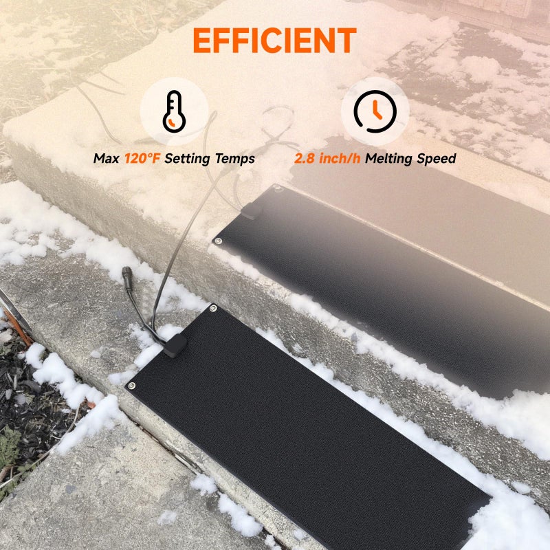 Roastove 3 Pcs Heated Snow Melting Mats, 10 x 30 inch No-Slip Rubber Heated Outdoor Mats, for Winter Outdoor Stairs, Steps, Doorways,Walkways, Driveway, 2 .8in/h Melting Speed,with 1 Plug - Image 4