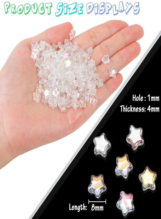 EVERMARKET 200 Pcs Crystal Star Beads for Jewelry Making, Bulk 8mm Cute Plating Color Loose Beads Charms with Box, Spacer Beads for DIY Crafts (White AB) - Image 2
