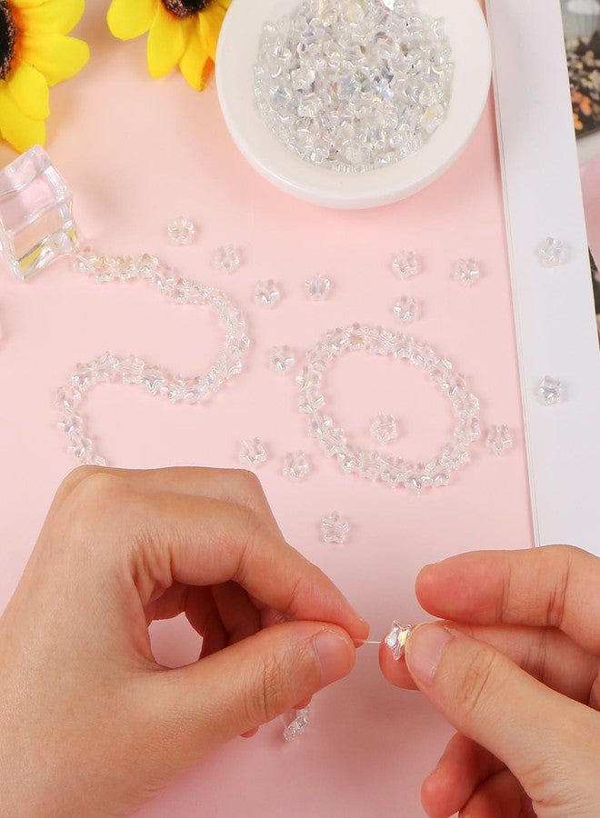EVERMARKET 200 Pcs Crystal Star Beads for Jewelry Making, Bulk 8mm Cute Plating Color Loose Beads Charms with Box, Spacer Beads for DIY Crafts (White AB) - Image 5