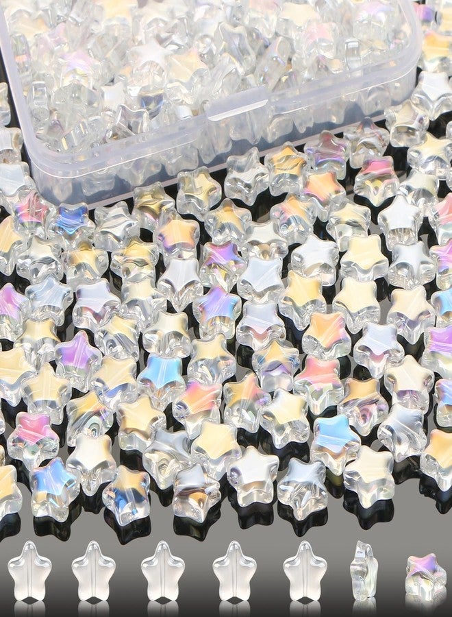 EVERMARKET 200 Pcs Crystal Star Beads for Jewelry Making, Bulk 8mm Cute Plating Color Loose Beads Charms with Box, Spacer Beads for DIY Crafts (White AB) - Image 1