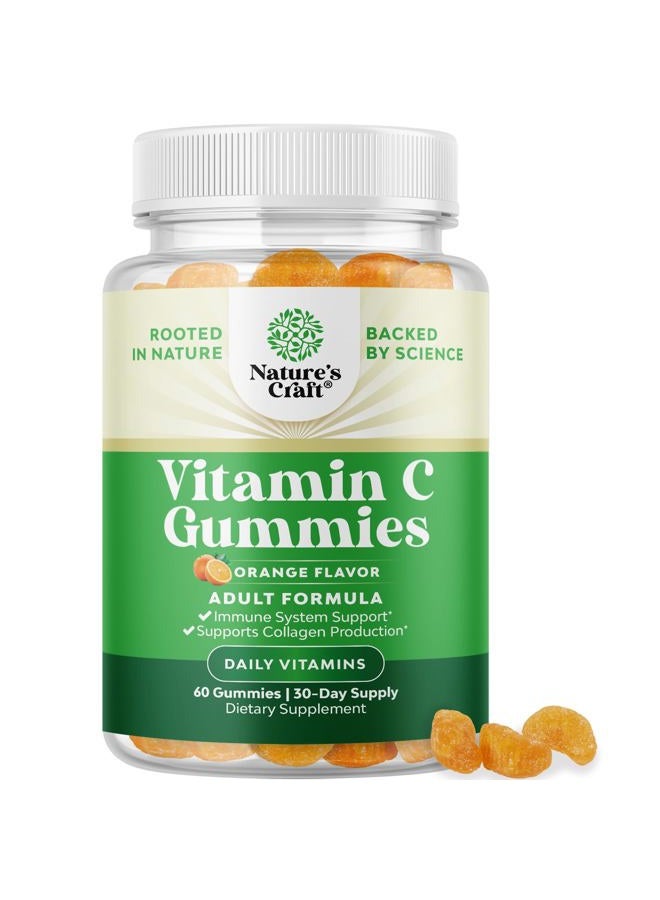 Natures Craft Chewable Vitamin C Gummies for Adults - Halal Vitamin C Immune Support Gummies - Ascorbic Acid Natural Gummy Immune Booster for Adults and Natural Cold Remedy Gummy Vitamins  - Image 1