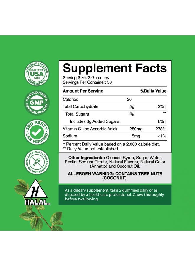 Natures Craft Chewable Vitamin C Gummies for Adults - Halal Vitamin C Immune Support Gummies - Ascorbic Acid Natural Gummy Immune Booster for Adults and Natural Cold Remedy Gummy Vitamins  - Image 2