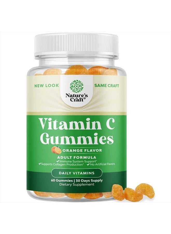 Natures Craft - Chewable Vitamin C Gummies for Adults - Halal Vitamin C Immune Support Gummies - Ascorbic Acid Natural Vitamin C Gummy Immune Booster for Adults and Natural Cold Remedy Gummy Vitamin C Vitamins - Image 1
