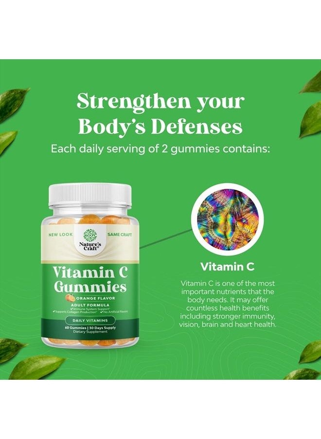 Natures Craft - Chewable Vitamin C Gummies for Adults - Halal Vitamin C Immune Support Gummies - Ascorbic Acid Natural Vitamin C Gummy Immune Booster for Adults and Natural Cold Remedy Gummy Vitamin C Vitamins - Image 1
