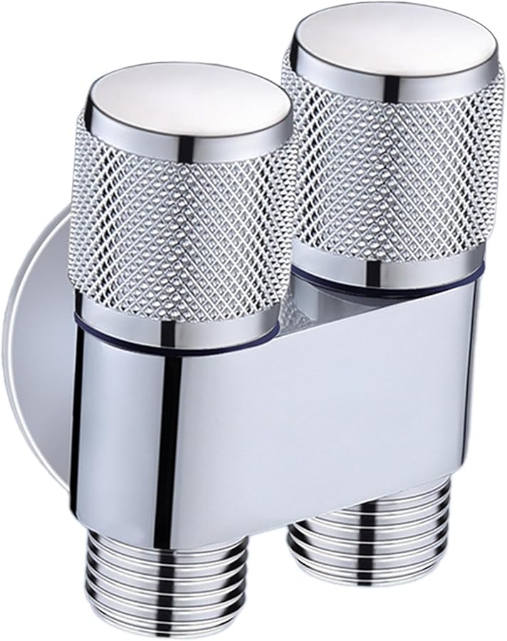 صمام زاوية توجيه المياه الأوتوماتيكي من الفولاذ المقاوم للصدأ الفضي لحوض غسالة الملابس - Image 2