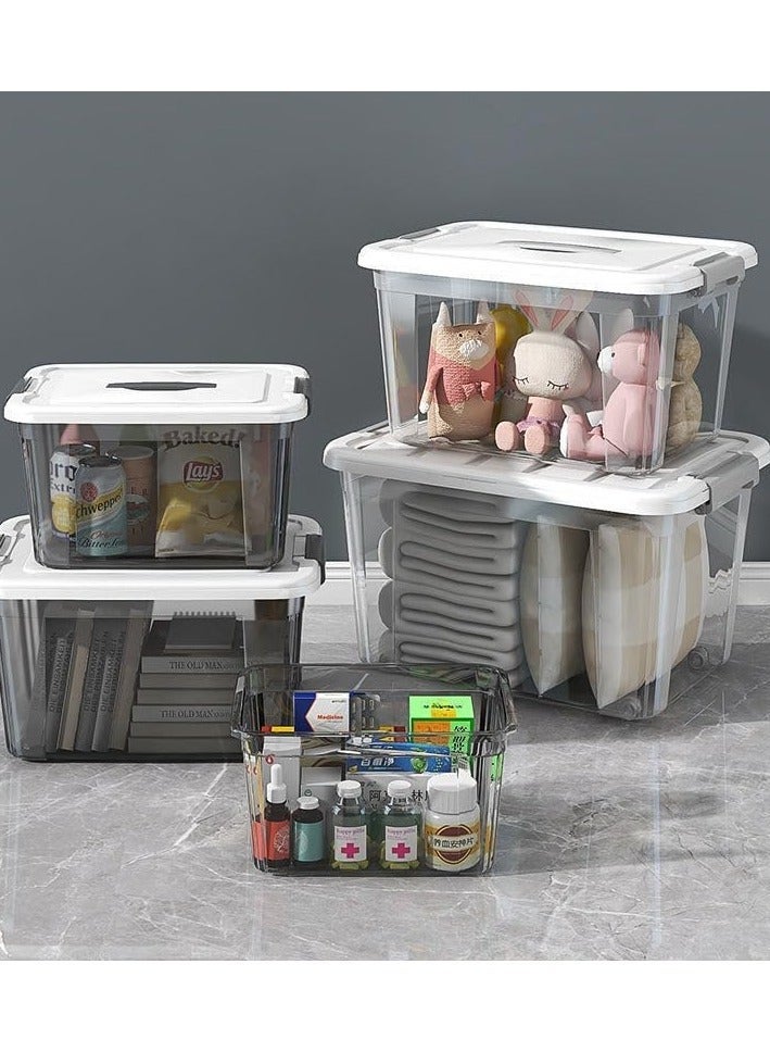 XVersion Transparent Storage Box with Lid & Wheels – Stackable Organizer Bin with Front & Top Opening – Plastic Storage Container for Clothes, Toys, Pantry & Home Use - Image 3
