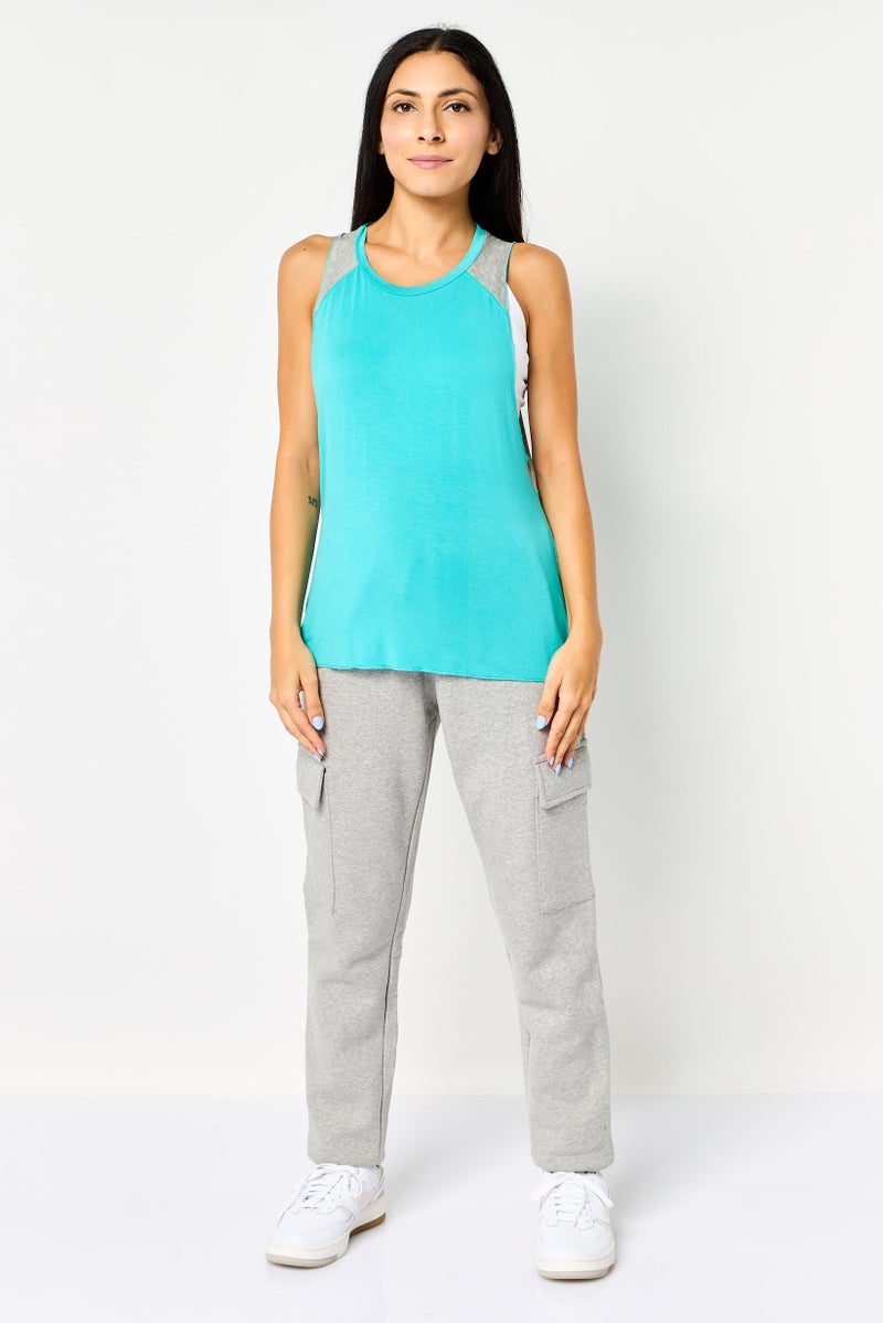 Body Language Women Sportswear Fit Sleeveless Outdoor Tank Top, Turqouise - Image 4