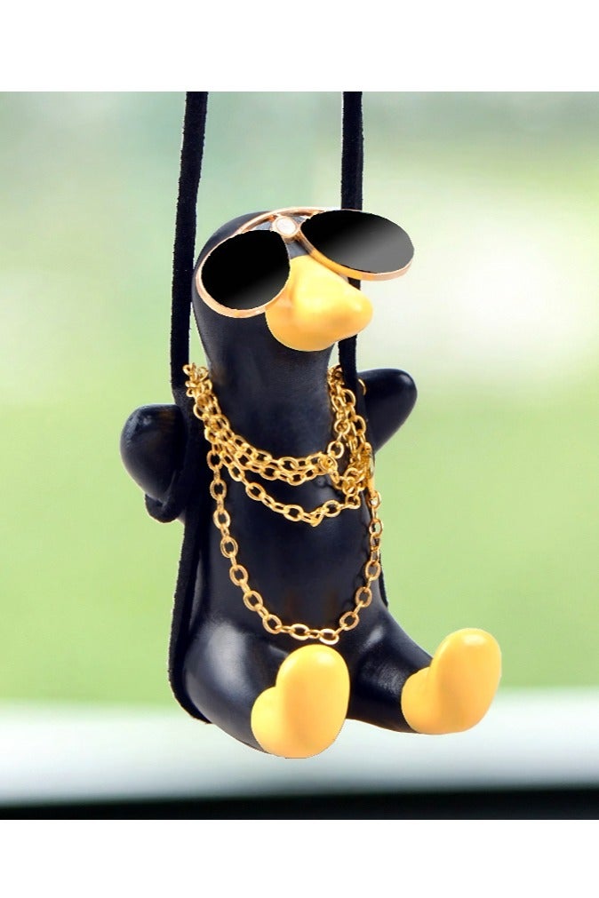 2 قطعة البط شنقا الحلي - ديكور سيارة حيوان لطيف للداخلية ، إكسسوارات السيارات المحظوظة - Image 2