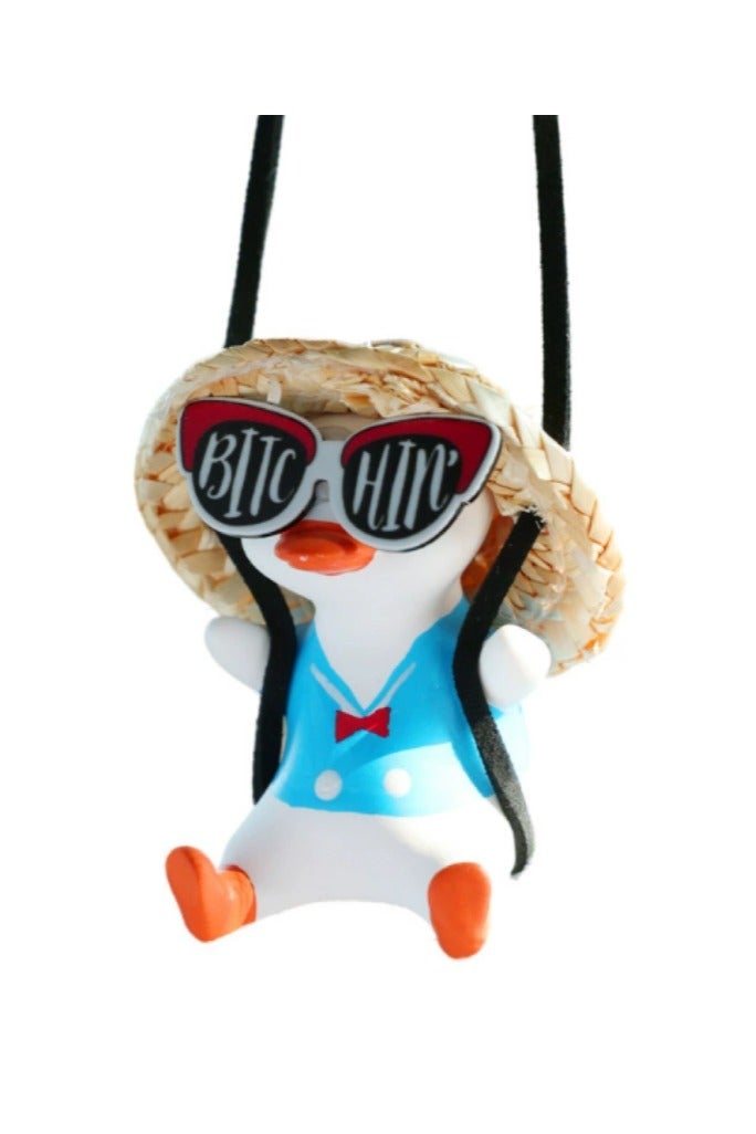 2 قطعة البط شنقا الحلي - ديكور سيارة حيوان لطيف للداخلية ، إكسسوارات السيارات المحظوظة - Image 3