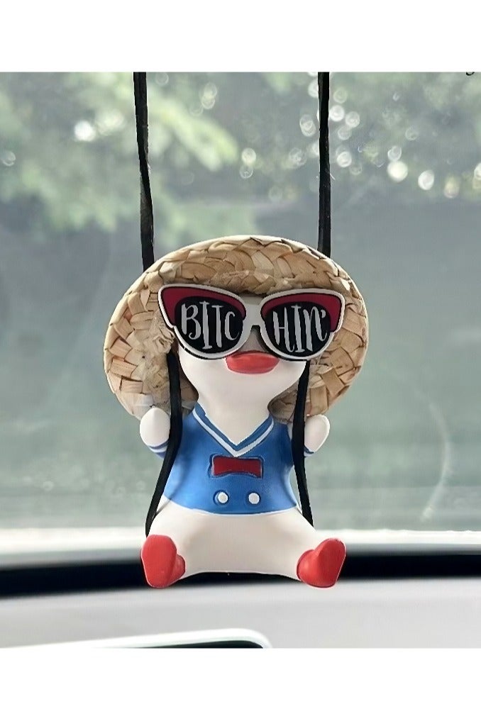 2 قطعة البط شنقا الحلي - ديكور سيارة حيوان لطيف للداخلية ، إكسسوارات السيارات المحظوظة - Image 4