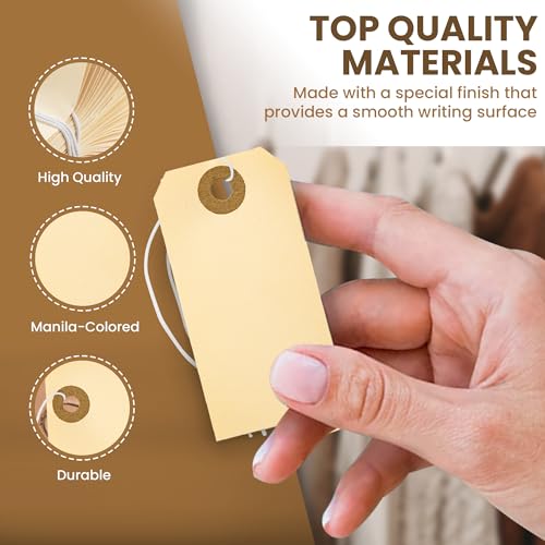 Perco Manila Shipping Tags #1 2 3/4” x 1 3/8” (7 x 3.5 cm) with Elastic, Box of 100 - Image 4