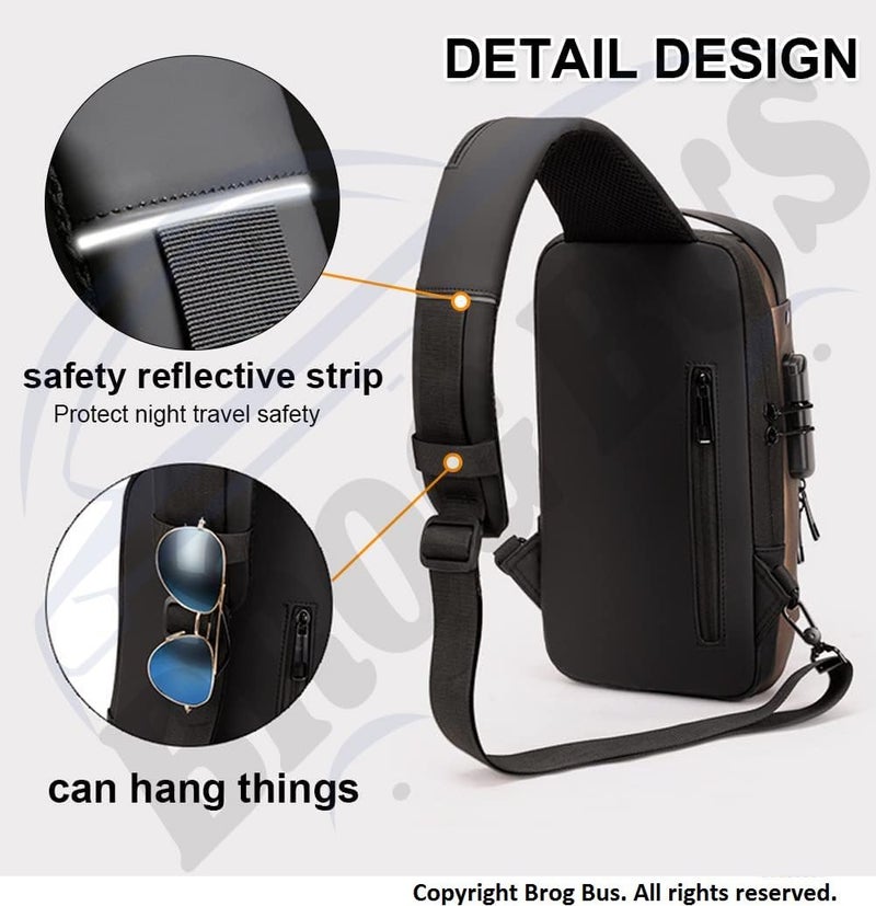 BROGBUS Leather Men Bag Casual Business Messenger Bag for Cross body Bag Male Shoulder Bags Leather Sling Messenger Bag (Black) - Image 5