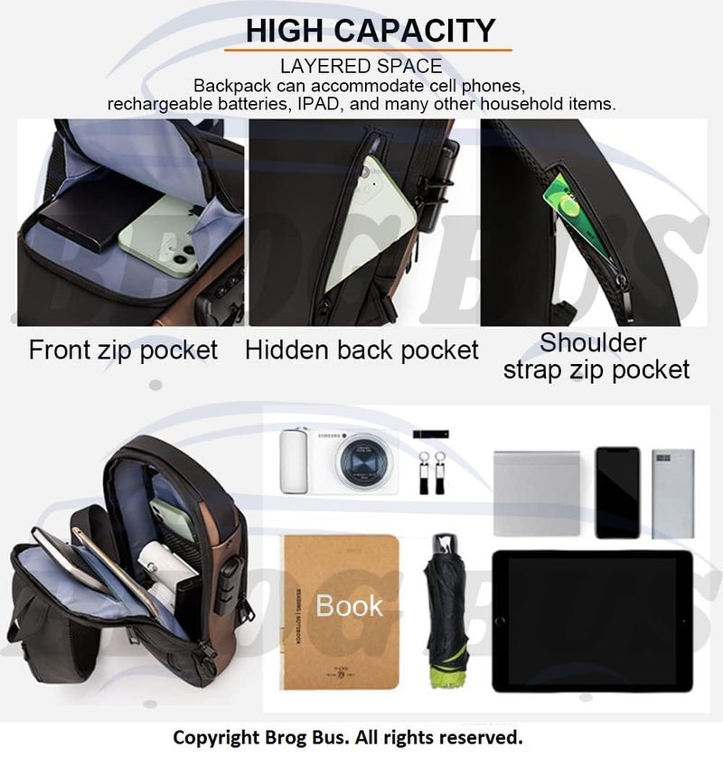 BROGBUS Leather Men Bag Casual Business Messenger Bag for Cross body Bag Male Shoulder Bags Leather Sling Messenger Bag (Black) - Image 3