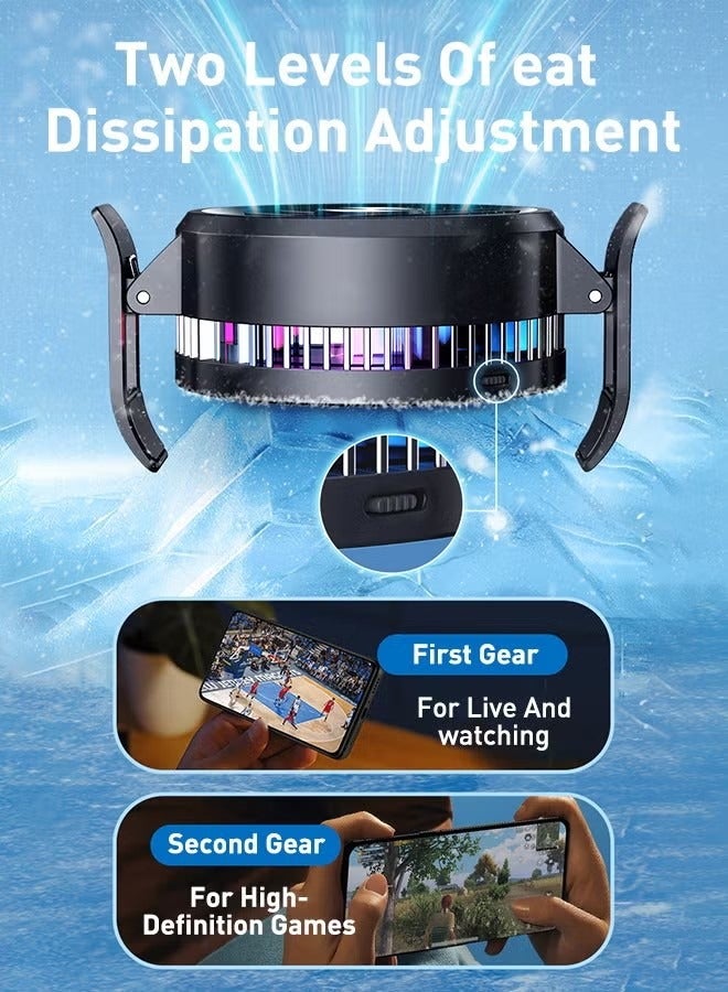 Loquat Phone Cooler, Phone Cooling Fan for Gaming And Live Streaming，Two Speed Adjustment, Fixture Design, Semiconductor Phone Cooler with RGB Light,Mini Phone Fan for Mobile Phone Tablet PC - Image 3