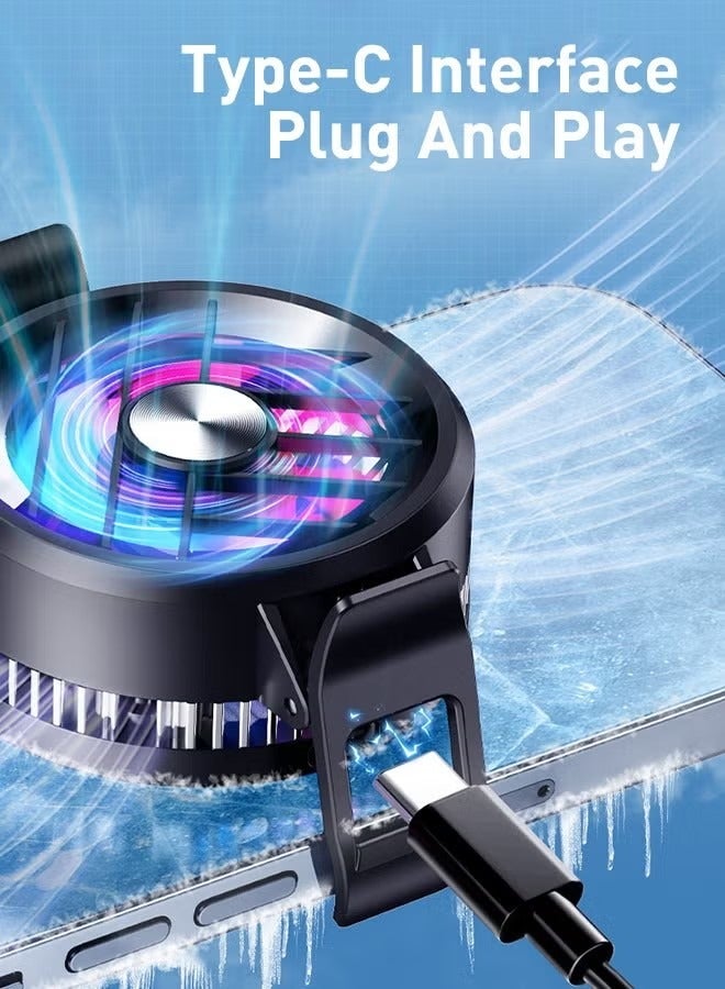 Loquat Phone Cooler, Phone Cooling Fan for Gaming And Live Streaming，Two Speed Adjustment, Fixture Design, Semiconductor Phone Cooler with RGB Light,Mini Phone Fan for Mobile Phone Tablet PC - Image 4