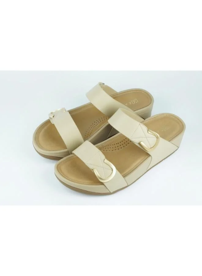 Zayna Beige 221-363 Zayna Women's Slip-On Wedge Sandals 25ABT104 Beige for Women | Best Price UAE