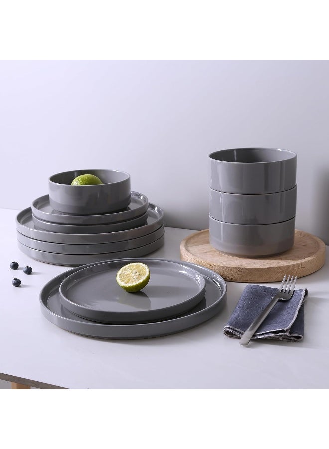 Famiware Nebula 12 Piece Dinnerware Set, Set for 4, Scratch Resistant, Microwave & Dishwasher Safe, Dark Grey  - Image 5