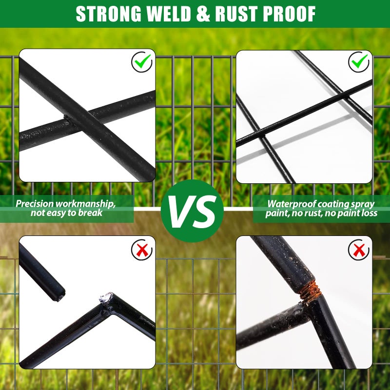 KYATE 10 Pack Garden Fence Animal Barrier Fencing 1.44 inch Spacing Total 10.8ft (L) x 24in High Rustproof Metal Wire Yard Blocker Dog Fences Border for Outdoor Flower Bed Landscape Fencing Decor Black - Image 4