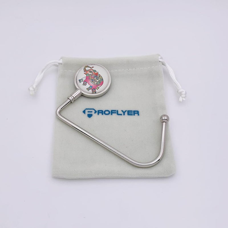 ROFLYER Purse Hook Hanger for Table Bar Handbag Hanger Safer Cleaner Bag Table Hanger with Velvet Pouch (Elephant) - Image 2