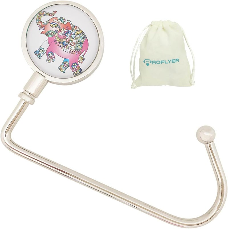 ROFLYER Purse Hook Hanger for Table Bar Handbag Hanger Safer Cleaner Bag Table Hanger with Velvet Pouch (Elephant) - Image 1