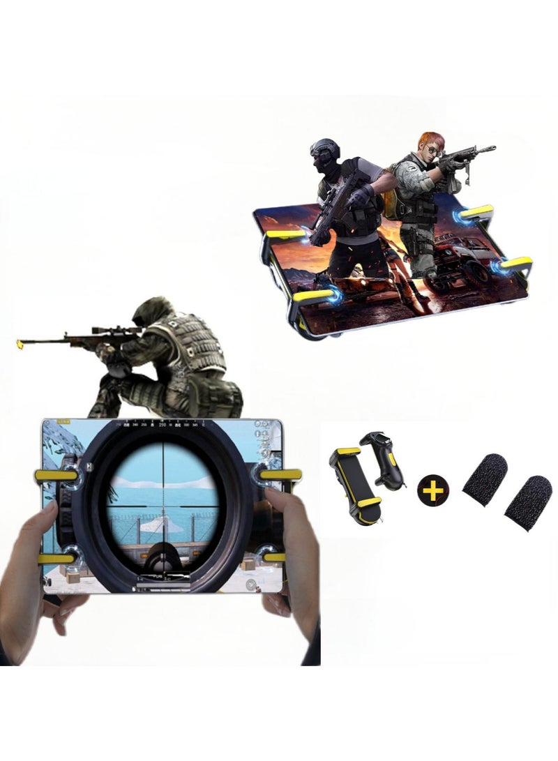 Beauenty PUBG Game Controller Trigger Rapid Fire 6 Fingers Gaming Grip Gamepad Joystick L1R1 L2R2 for iPad and Tablet Android Samsung Huawei - Image 1