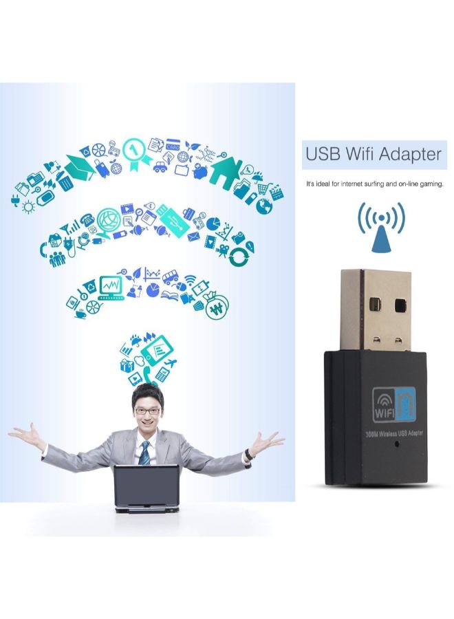 بيوينتي محول بطاقة شبكة محلية بتقنية واي فاي صغير الحجم بمنفذ USB أسود - Image 2