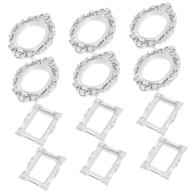 12Pcs Mini Resin Photo Frames Vintage Pearl Decor For Home DIY Crafts - Image 2