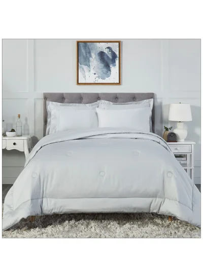 Donetella Comforter Set 6-Pieces Double Size Hotel Style All Season Cotton Blend Bedding Set With Down Alternative Filling, Grey
