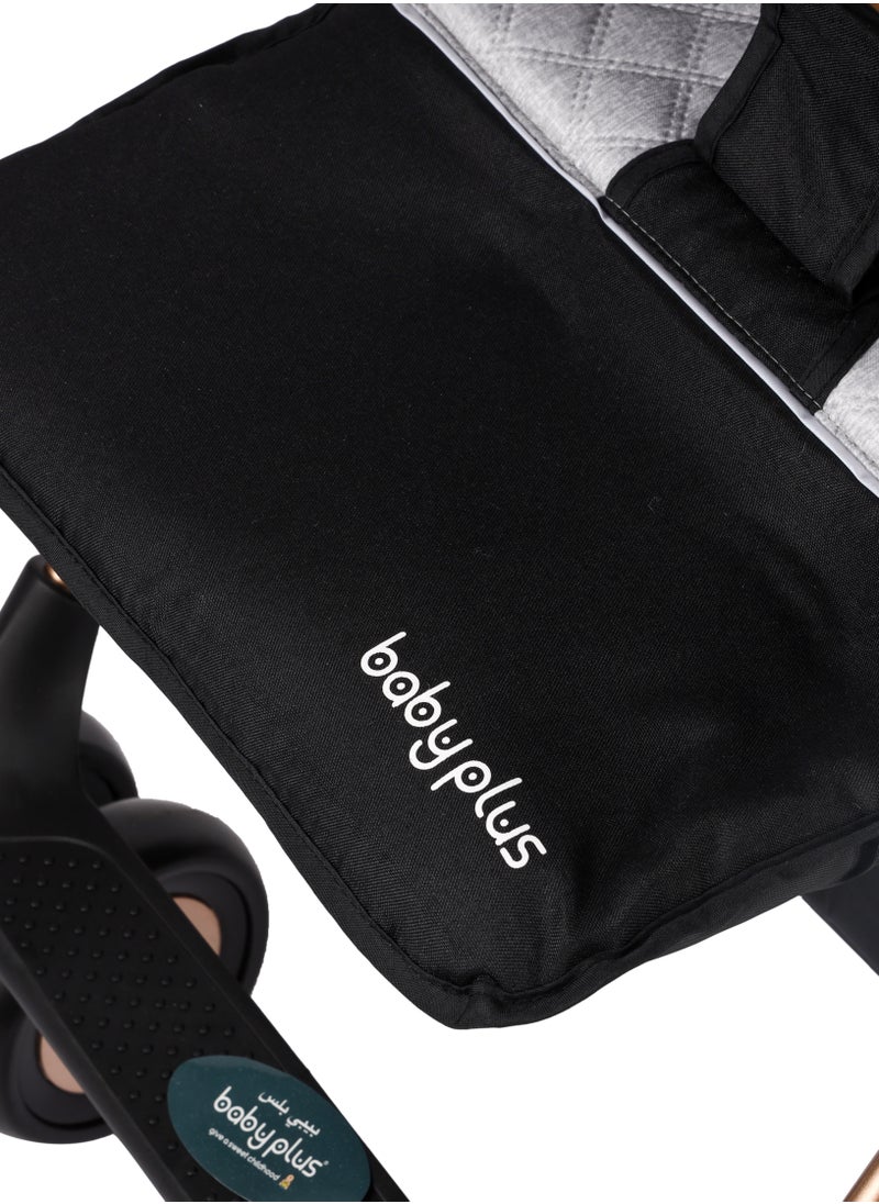 BABY PLUS Premium Lightweight Baby Stroller – Sleek Foldable Travel Stroller with 5-Point Safety Harness, Adjustable Canopy, Reclining Seat & XL Storage Basket | Smooth Ride for Newborns & Toddlers, Black  - Image 5