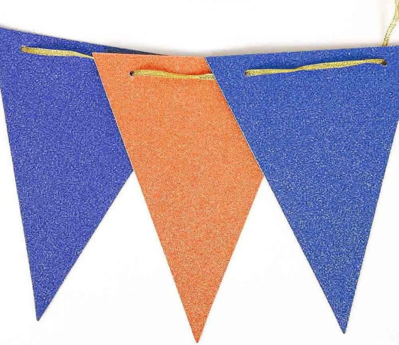 GAKA 20 Feet Double Sided Blue and Orange Paper Triangle Flags Bunting Pennant Banner Flags Party Decoration Supplies Great for Birthday Party Wedding - Image 3