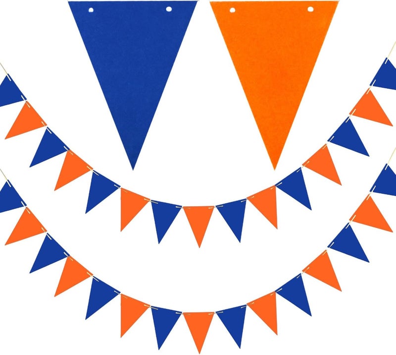 GAKA 20 Feet Double Sided Blue and Orange Paper Triangle Flags Bunting Pennant Banner Flags Party Decoration Supplies Great for Birthday Party Wedding - Image 1