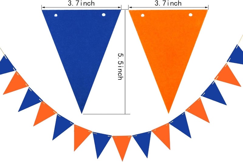 GAKA 20 Feet Double Sided Blue and Orange Paper Triangle Flags Bunting Pennant Banner Flags Party Decoration Supplies Great for Birthday Party Wedding - Image 2