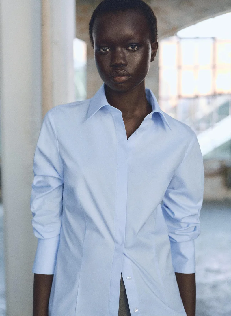 مانجو Fitted Cotton Shirt