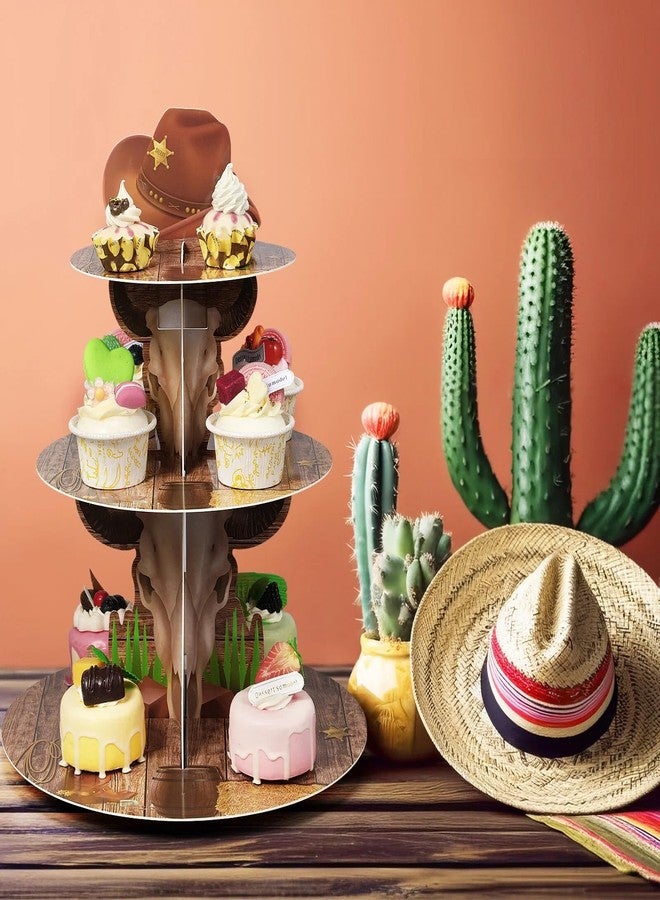 Zopeal Western Cowboy Cupcake Stand Party Decoration Western Long Horn Cow Cupcake Holder Cowboy Theme Cake Holder Westerns Birthday Dessert Stand for Wild West Baby Shower Birthday Party Supplies - Image 5