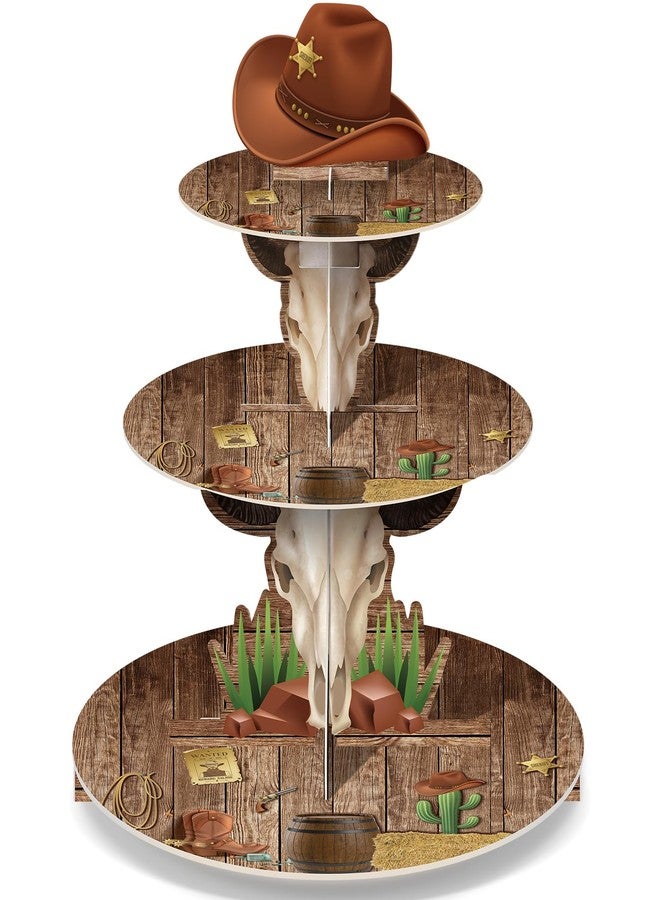 Zopeal Western Cowboy Cupcake Stand Party Decoration Western Long Horn Cow Cupcake Holder Cowboy Theme Cake Holder Westerns Birthday Dessert Stand for Wild West Baby Shower Birthday Party Supplies - Image 1