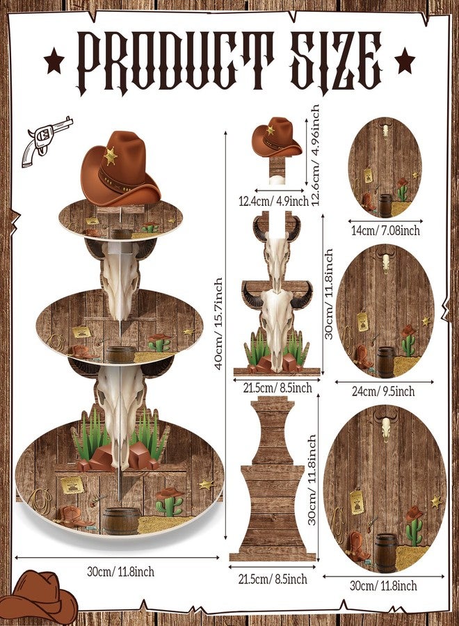 Zopeal Western Cowboy Cupcake Stand Party Decoration Western Long Horn Cow Cupcake Holder Cowboy Theme Cake Holder Westerns Birthday Dessert Stand for Wild West Baby Shower Birthday Party Supplies - Image 2