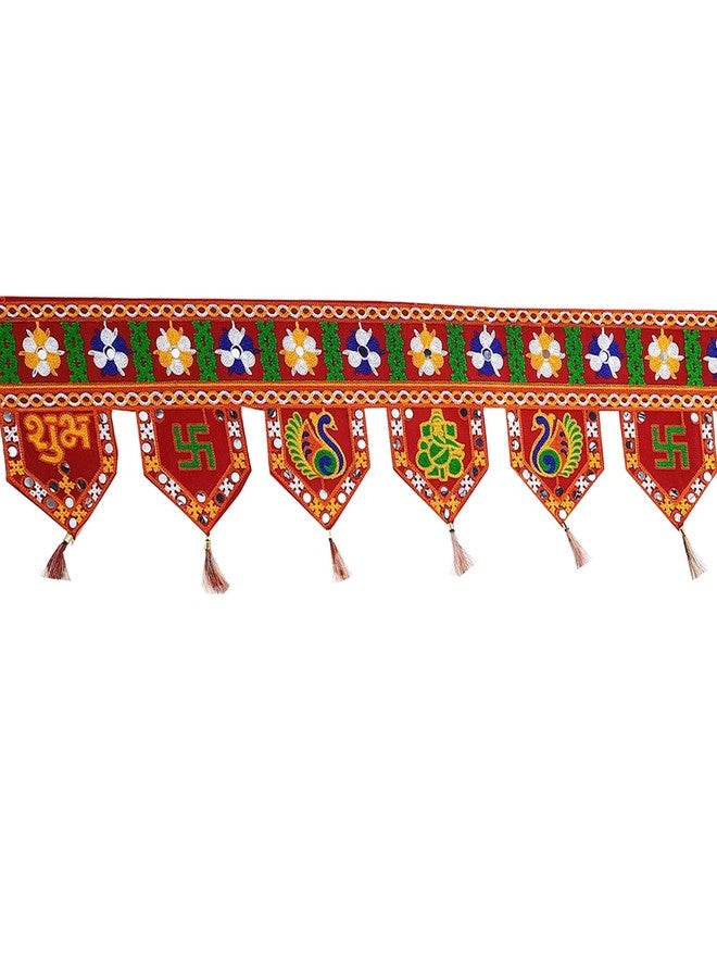 أسينشين تصميم Ascension Shubh Labh، باب بندروال توران مصنوع يدويًا من الفن التقليدي (أحمر) (تصميم 5) - Image 2