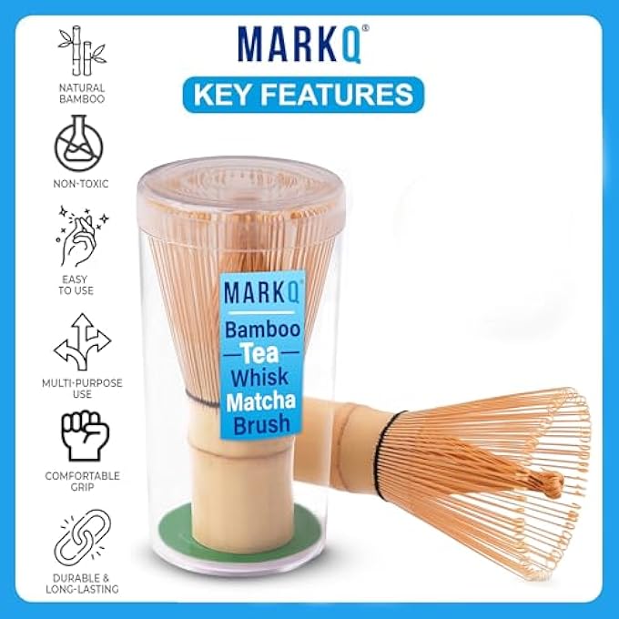 مارك خفاقة شاي ماتشا من الخيزران مزودة بـ 100 شوكة، مصفاة شاي يابانية تقليدية لتحضير مسحوق ماتشا، أداة فرشاة مصنوعة يدويًا من الخيزران الطبيعي لخلط الرغوة ومقبض ناعم متين - Image 4