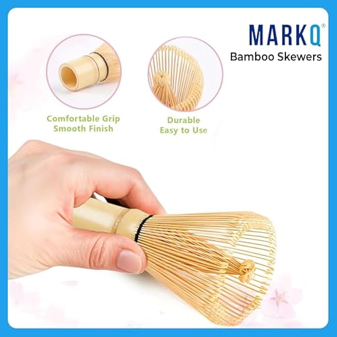 مارك خفاقة شاي ماتشا من الخيزران مزودة بـ 100 شوكة، مصفاة شاي يابانية تقليدية لتحضير مسحوق ماتشا، أداة فرشاة مصنوعة يدويًا من الخيزران الطبيعي لخلط الرغوة ومقبض ناعم متين - Image 5