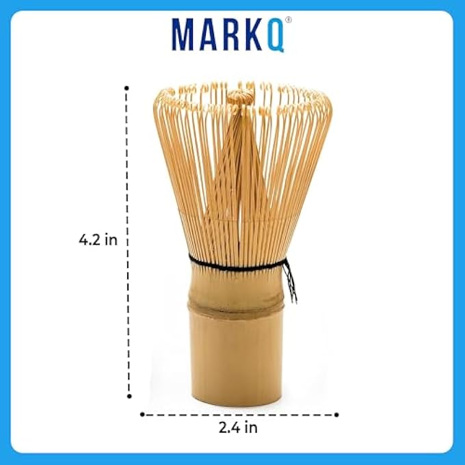 مارك خفاقة شاي ماتشا من الخيزران مزودة بـ 100 شوكة، مصفاة شاي يابانية تقليدية لتحضير مسحوق ماتشا، أداة فرشاة مصنوعة يدويًا من الخيزران الطبيعي لخلط الرغوة ومقبض ناعم متين - Image 3