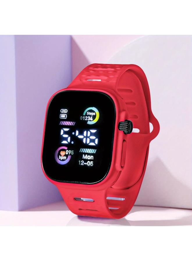 New Led Electronic Watch Square Screen Two-color Ring Fashion Simple Square Button Student Wrist Watch Multifunctional Watch 