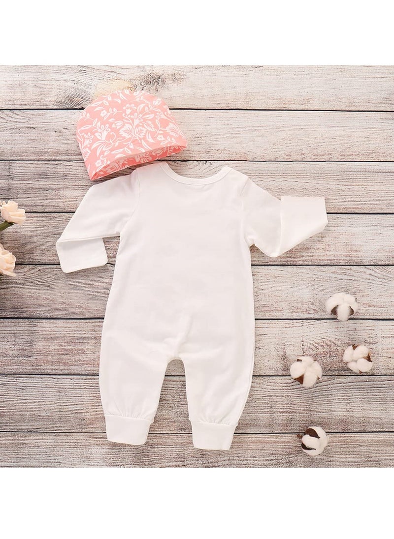 SYOSI - Newborn Baby Girl Clothes Set, Onesie Romper Bodysuit with Floral Hat, Adorable Infant Floral Overall Sleepsuit, Fits 6-9 Months, Cute Outfit - Image 1