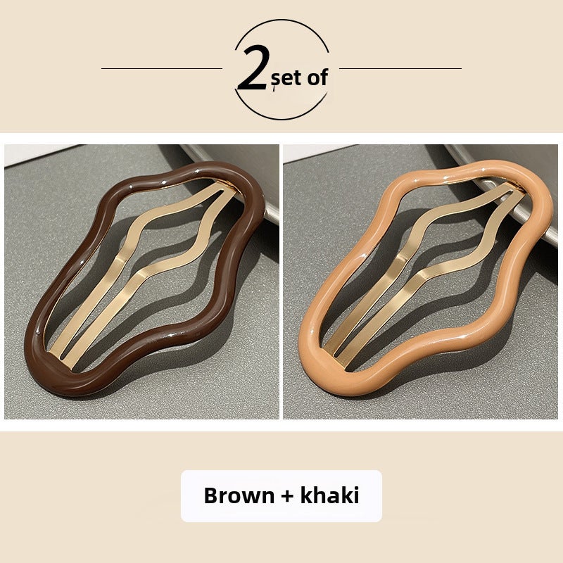 Generic New Cloud Design Metal Hair Clips Brown 1+1 khaki 
