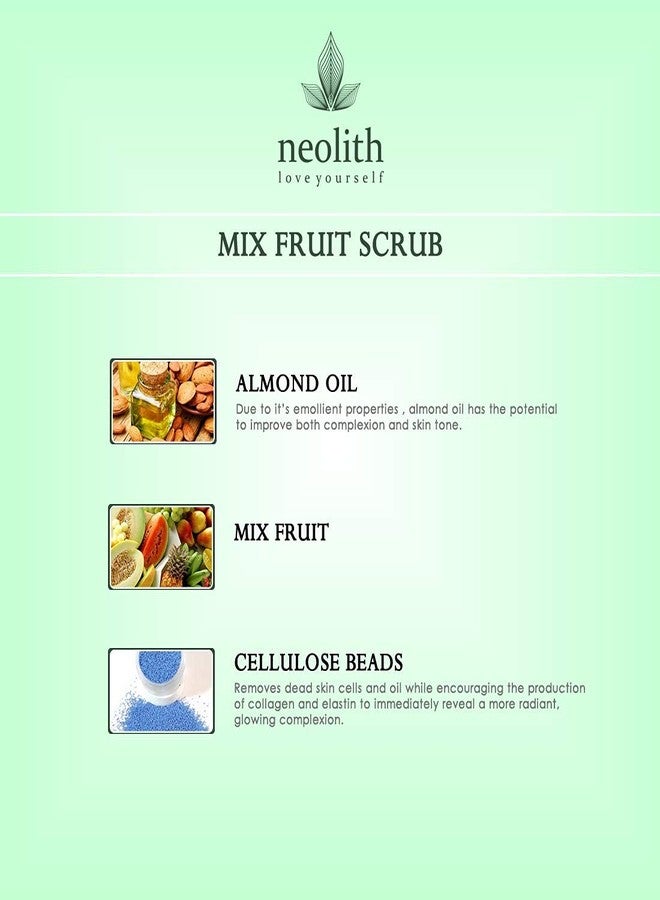 Neolith Mix Fruit Scrub || Winter Scrub || Gentle Exfoliating Face Scrub For Dry and Dull skin, Removes dead skin, Reduce Blackheads & Whiteheads, With Almond Oil, ECOCERT Certified raw materials, Paraben & Sulphate Free -100 gm || For Women & Men - Image 5
