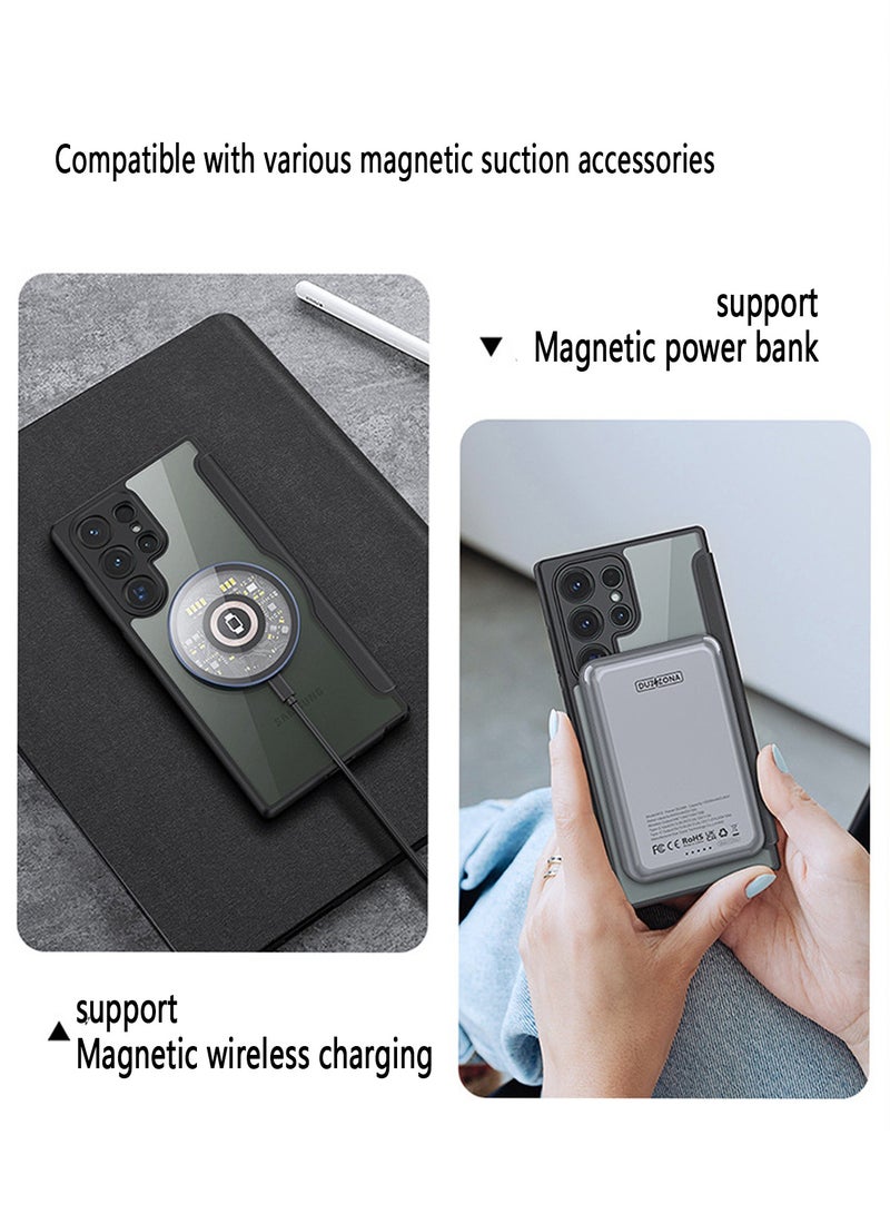 DUX DUCIS Samsung Galaxy S23 Ultra Case Cover Pu Leather with Wallet Card Holder MagSafe Anti-Yellowing Anti-drop Waterproof Comfortable Touch back Cover Support Wireless Charging Camera Len Screen Protector - Image 4